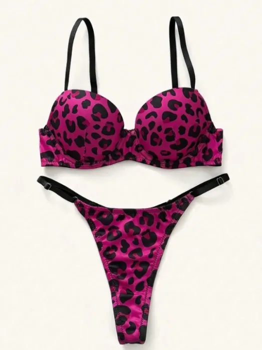 Pink Leopard Print Lingerie