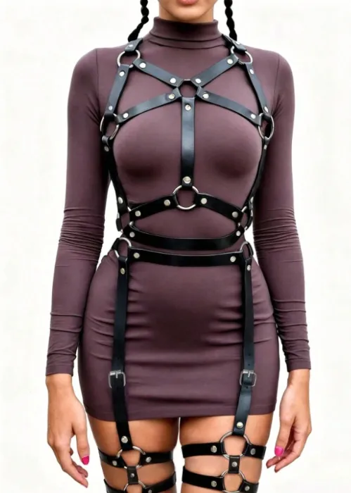Black Leather Body Harness