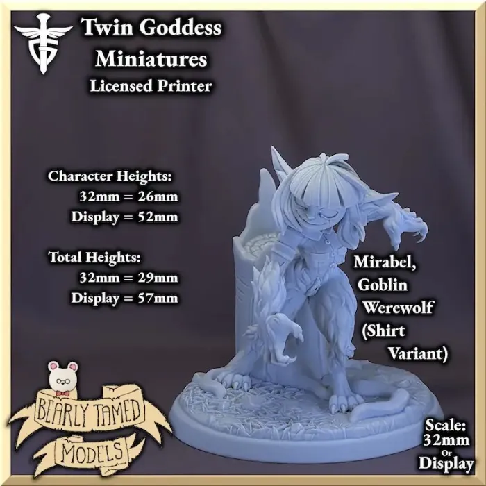 Mirabel, Goblin Werewolf | Twin G-ddess Miniatures | 32mm/Display Scale