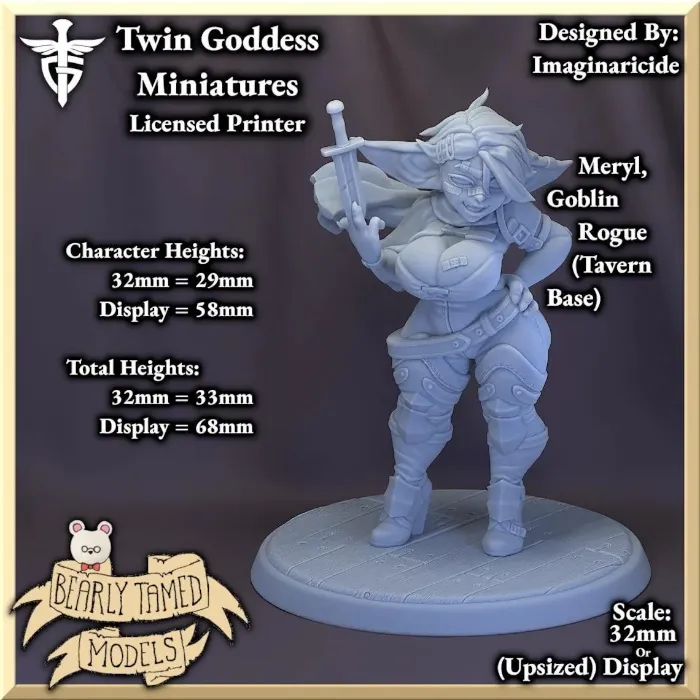 Meryl, Goblin Rogue | Twin G-ddess Miniatures & Imaginaricide | 32mm/Upsized Display Scale