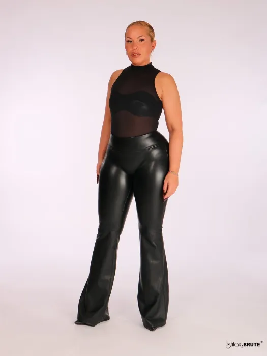Ishtar&brute faux leather flare pants