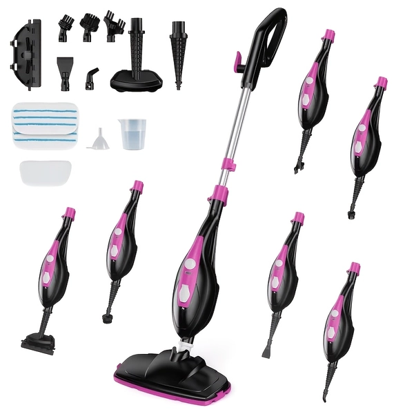 TEMU 10-in-1 Steam Mop, 1300w Detachable Handheld Floor Cleaning , 16- Cord, 2 Washable Mop Pads, Multi-surface Steam Cleaner Suitable For Hardwood