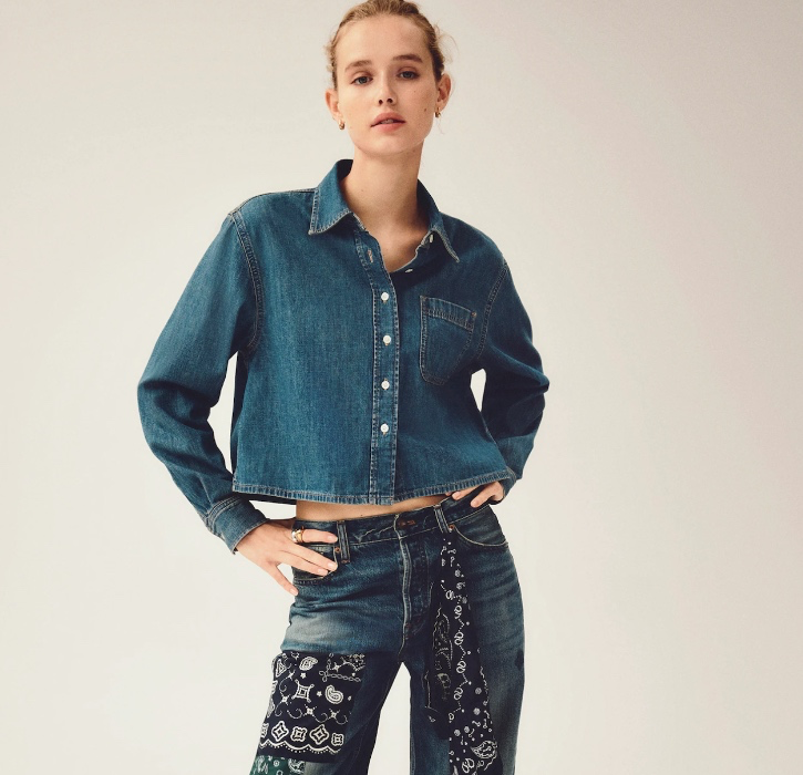 Madewell Crop Denim Button up