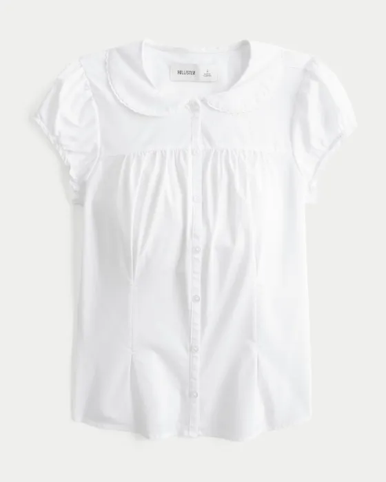 Short-Sleeve Statement Collar Shirt