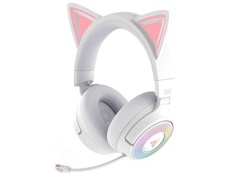 Razer Kraken Kitty V3 Pro Wireless RGB Gaming Headset: Chroma RGB Kitty Ears - 2.4 GHz, Bluetooth 5.3, USB A - Super Wideband Mic - 40mm Drivers - THX Spatial Audio - Comfortable Ear Cushions - Black
