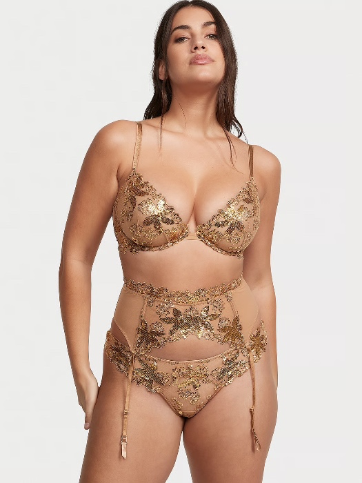 Ziggy Glam Floral Embroidery Unlined Demi Bra
