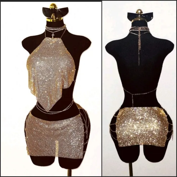 Rhinestone sheer 2 pc set