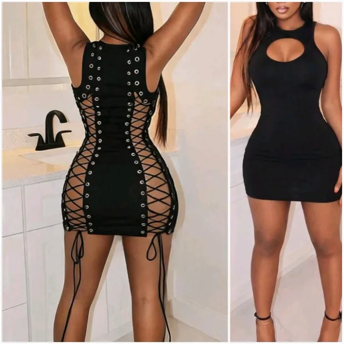 Sleeveless Lace-Up Bodycon Dress