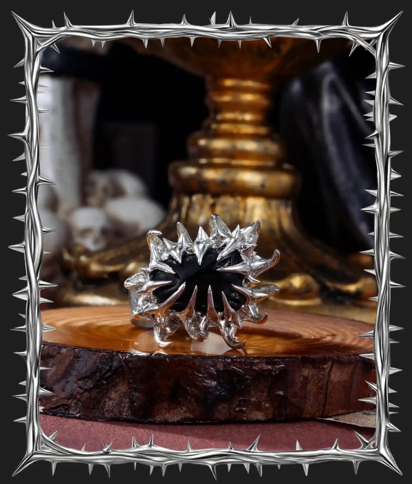 Solder Alchemy - Nightspike, Handmade Unique Obsidian Ring