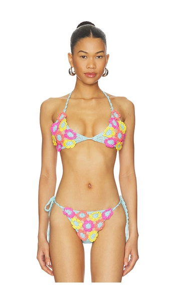 I.AM.GIA Blossom Bikini Top in Blue. - size XS