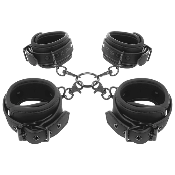 FETISH SUBMISSIVE - SET OF HAND AND ANKLE HANDCUFFS WITH NOPRENE LINING