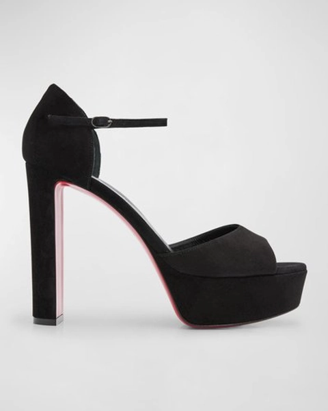 Christian Louboutin Sandaloo Suede Red Sole Platform Sandals
