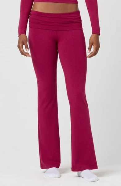 Florence by Mills Softie Cotton Blend Fold Over Pants in Bing Cherry at Nordstrom, Size Large