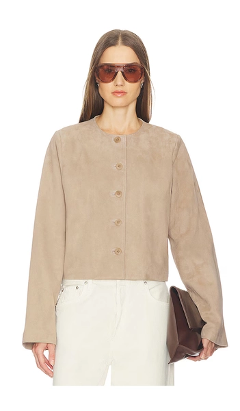 SRG Jemma Suede Jacket in Taupe. - size L (also in S, XS, M, XL)