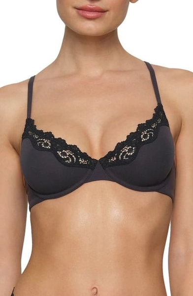 SKIMS Unlined Scoop Bra in Onyx at Nordstrom, Size 32B
