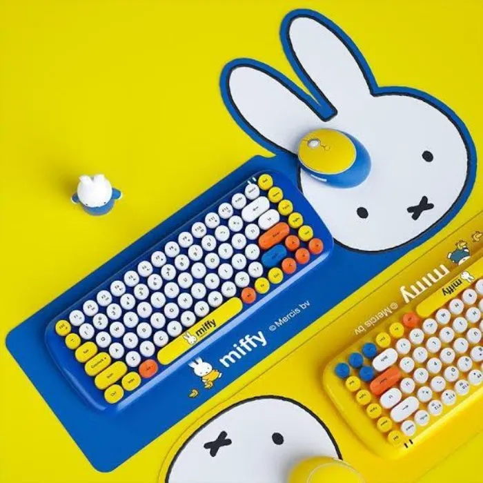 Miffy Dick Bruna Keyboard + Mouse + Mat Set Wireless Blue Yellow