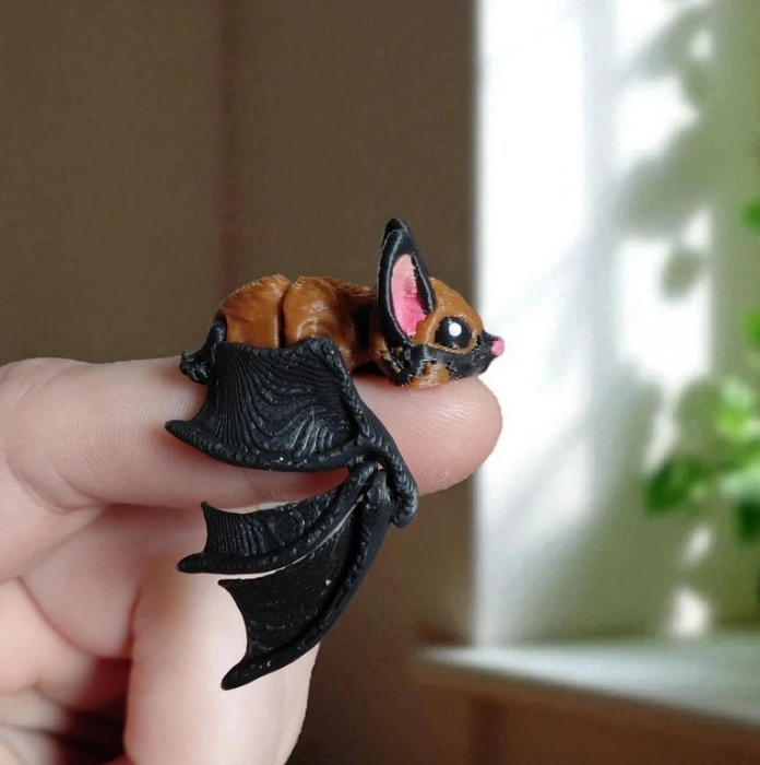 cute mini small bat halloween animal earrings / 3d printed and painted black bat animals / 3d brown bat earrings jewelry 