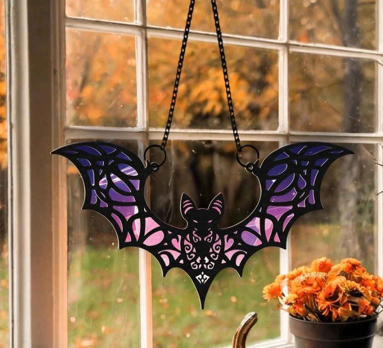 Personalized Gothic Bat Suncatcher