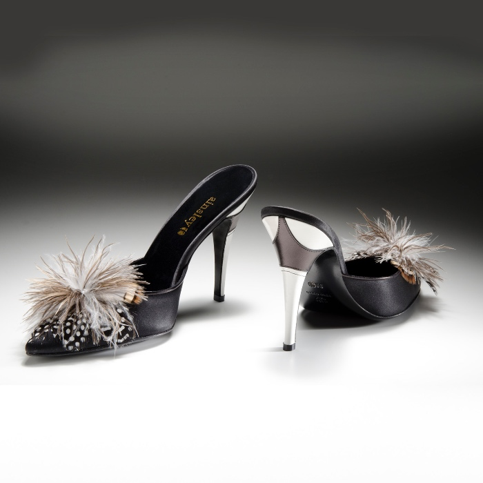 Satin Bedroom Slippers w/ feather accessory