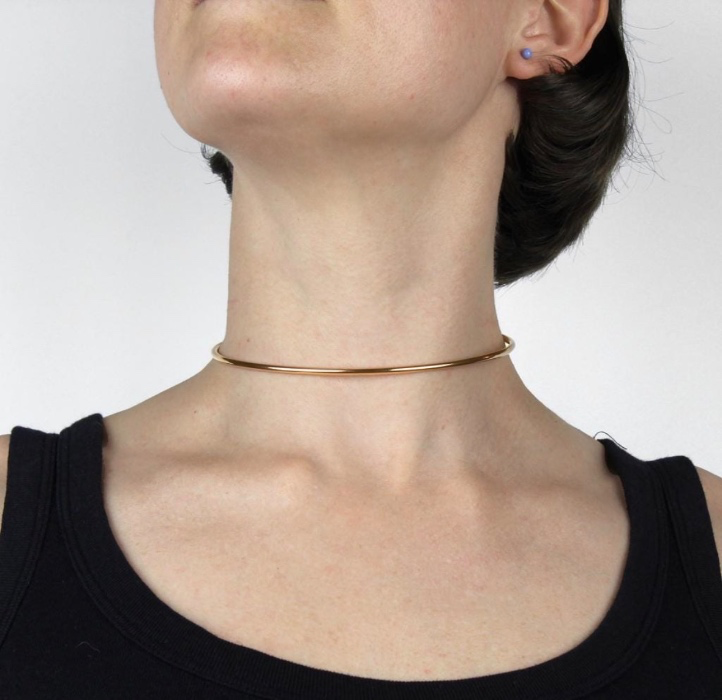 Discreet Slave Day Collar - 14k Yellow Gold-filled 10 Gauge Round Wire w/ Sterling Silver Locking Allen Key Clasp
