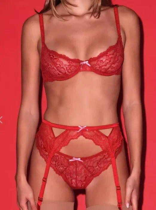 Red lace bra