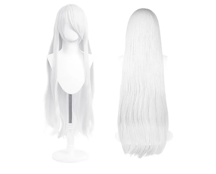 100 cm lange pruik, universele anime kostuum cosplay pruik, perfect voor feest, dagelijks gebruik, festivals en Halloween, geweldig voor tv, film, anime karakter cosplay (Zilverwit) : Amazon.nl: Beauty