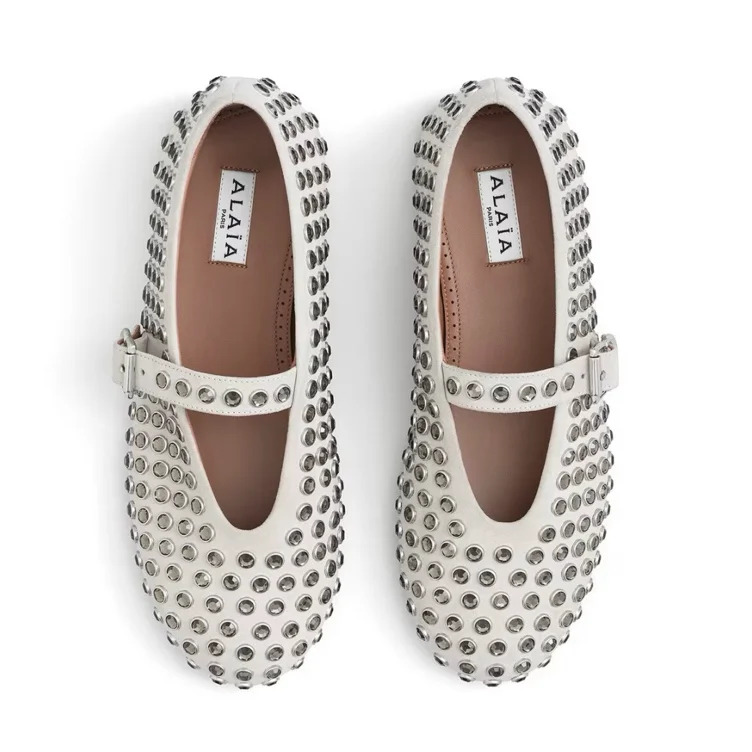 Alaïa Strass Suede Ballet Flats