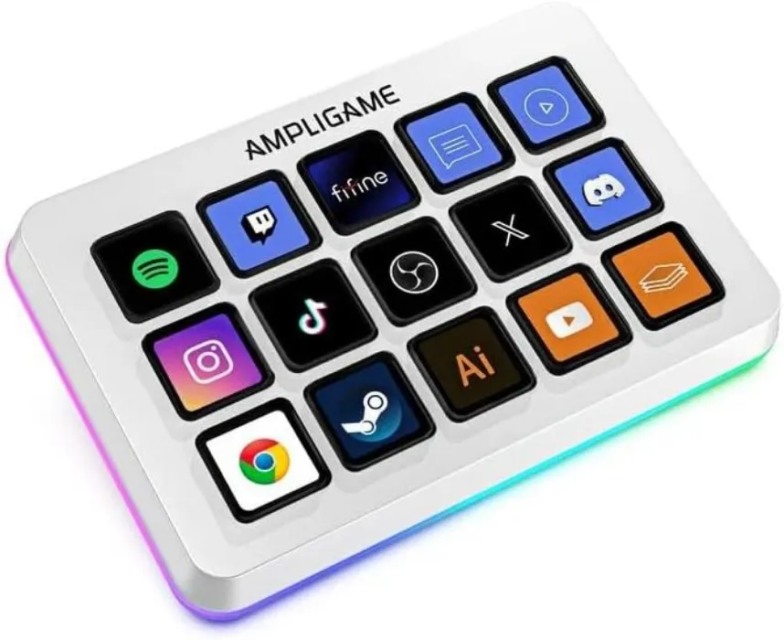 FIFINE AmpliGame Gaming Controller mit 15 Shortcuts für OBS-Streaming mit Macro -Tasten und Triggeraktionen, PC-Media RGB-Controller für Content Creation/Office Work - D6 Weiß : Amazon.com.be: Jeux vidéo