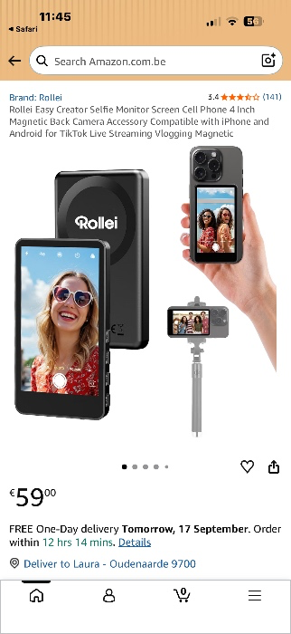 Rollei Easy Creator Selfie Monitor Screen Cell Phone 4 Inch Magnetic Back Camera Accessory Compatible with iPhone and Android for TikTok Live Streaming Vlogging Magnetic : Amazon.com.be: Electronics