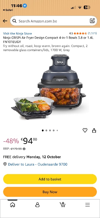 Ninja CRISPi Air Fryer Design Compact 4-in-1,l FN101EUGY |