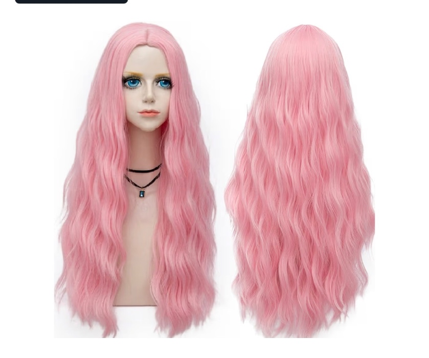 Probeauty 70s Wigs for Women Long Wave Pink Bouffant Beehive Wig Big Curly Wavy Retro Hair for Women 60s 80s Costume 23 Inch - Pink