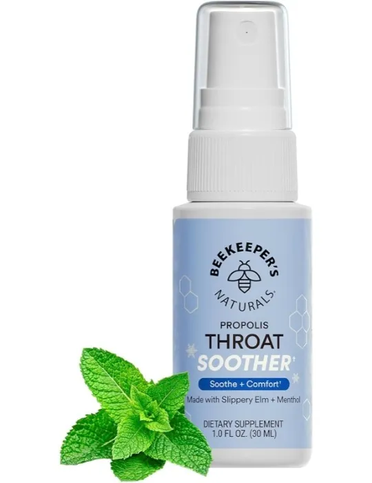 Propolis Throat Soother by Beekeeper's Naturals – Maximum Throat Relief w/ Menthol, Slippery Elm, Bee Propolis Extract