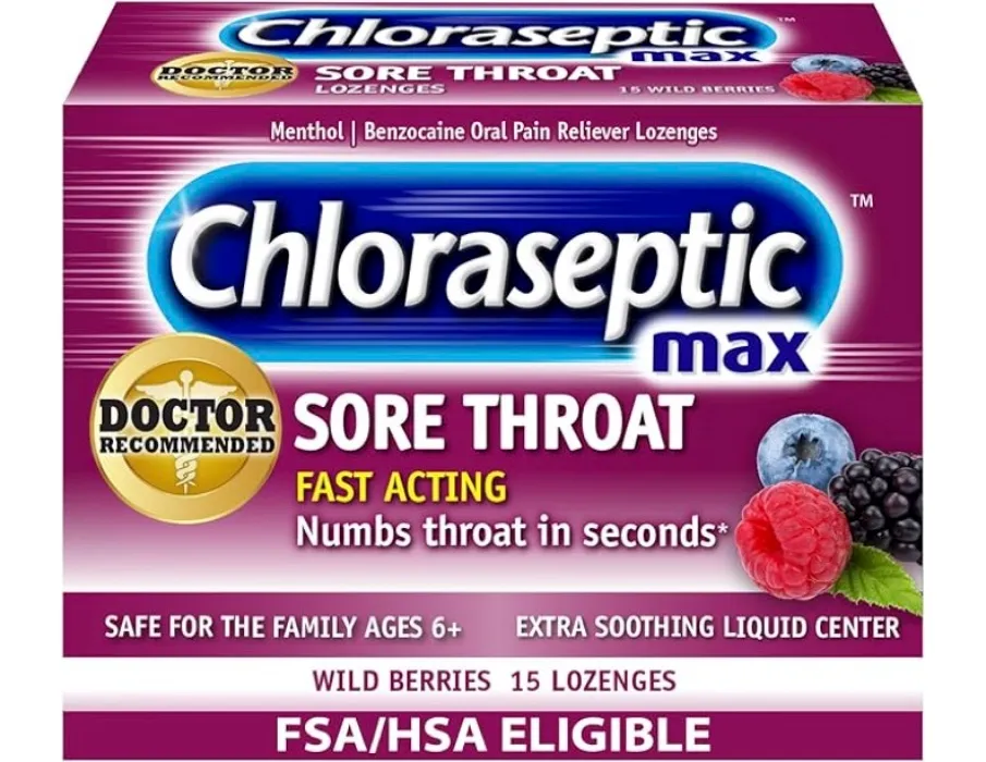 hloraseptic Max Strength Sore Throat Lozenges, Wild Berries, 15 Count, 1 Pack