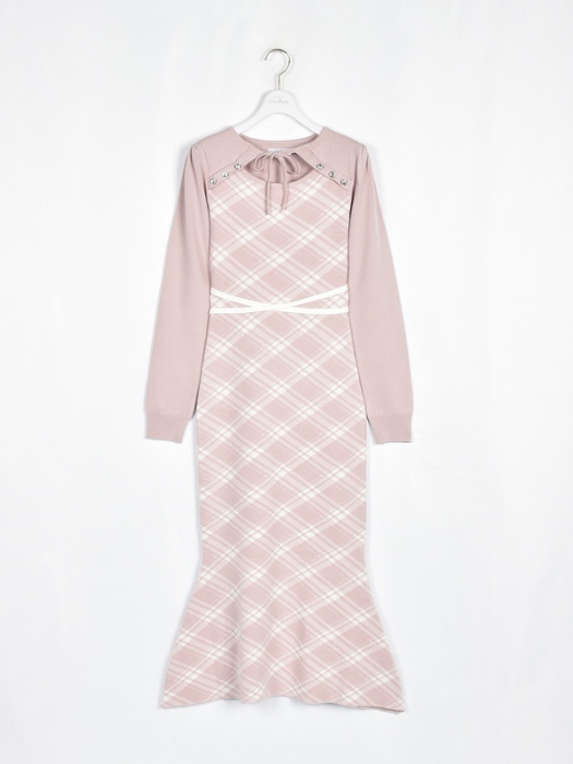 Evelyn check mermaid dress pink 