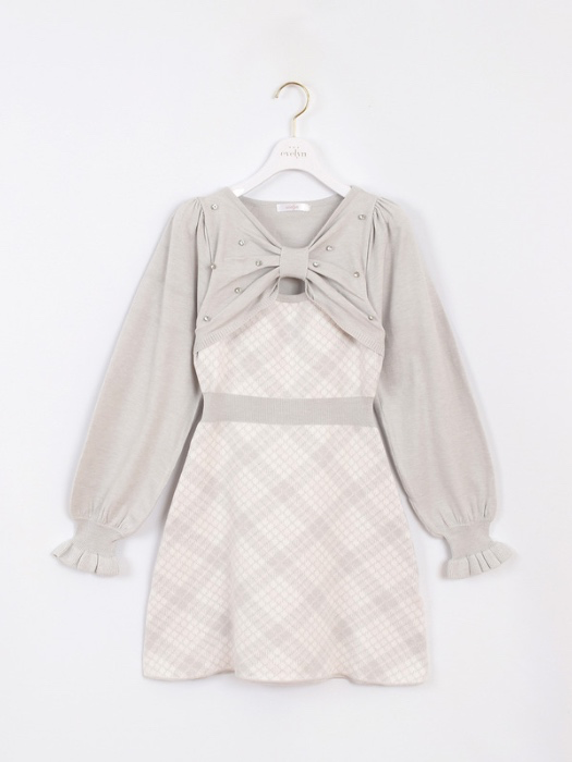 Evelyn long-sleeved checked ribbon