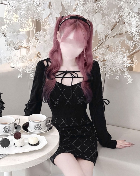 Honeymew shaggy monochrome dress