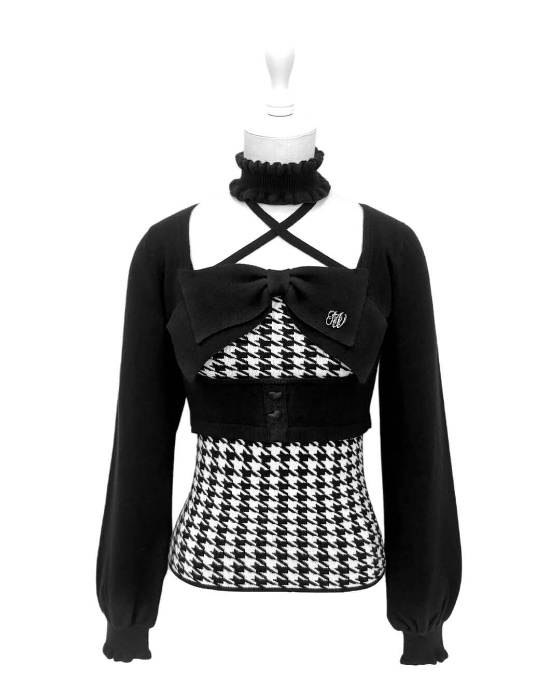 Honeymew big ribbon ensemble top with choker