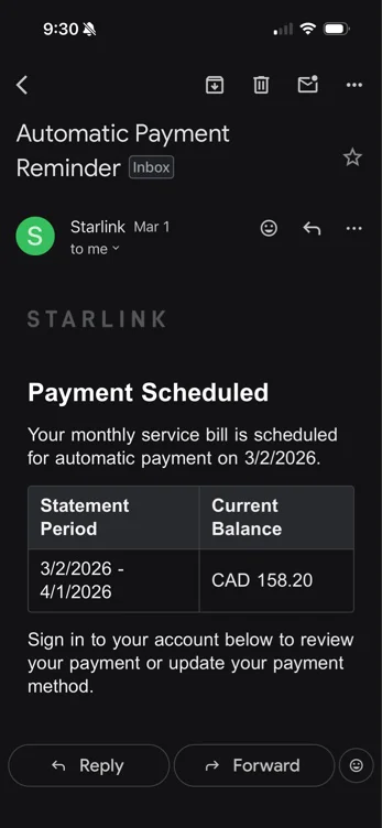 Starlink Bill