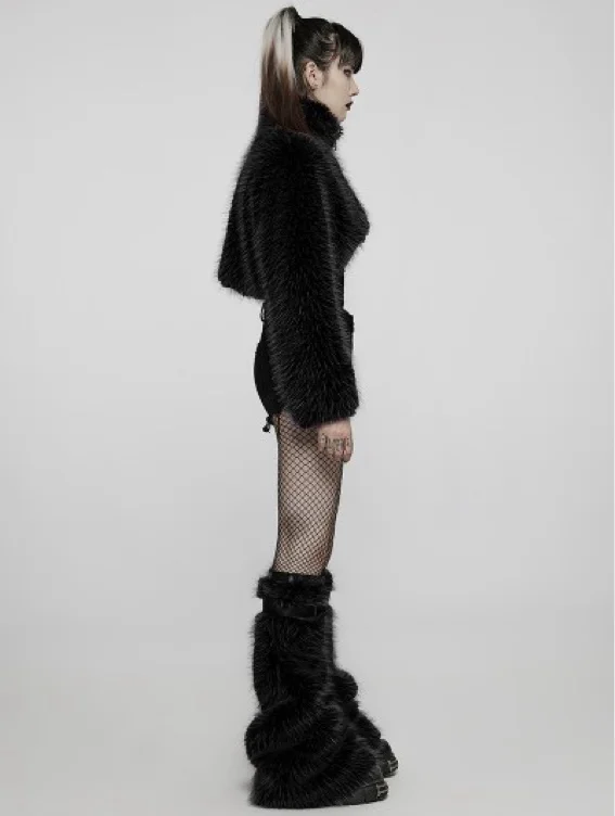 Punk Rave Black Gothic Punk Cool Girl Hairy Leg Warmer - DarkinCloset.com