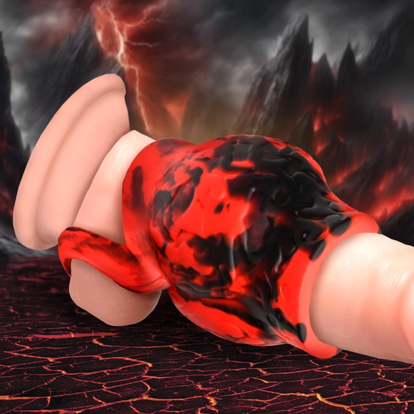 Hell Hound Silicone Girth Enhancer with Ball Strap - Large - Creature Cocks