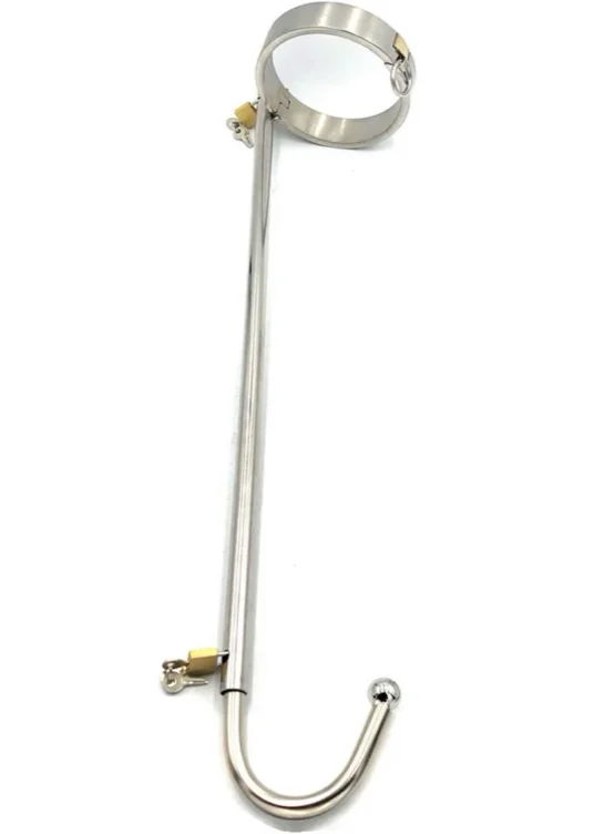 Stainless Steel Locking Neck Collar and Anal Hook | Large