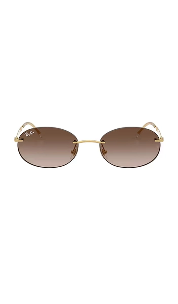 Ray-Ban Oval Sunglasses in Metallic Gold.