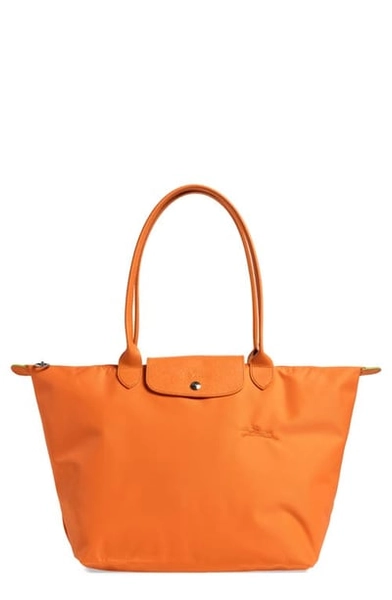 Longchamp Le Pliage Green Recycled Canvas Large Shoulder Tote in Orange at Nordstrom
