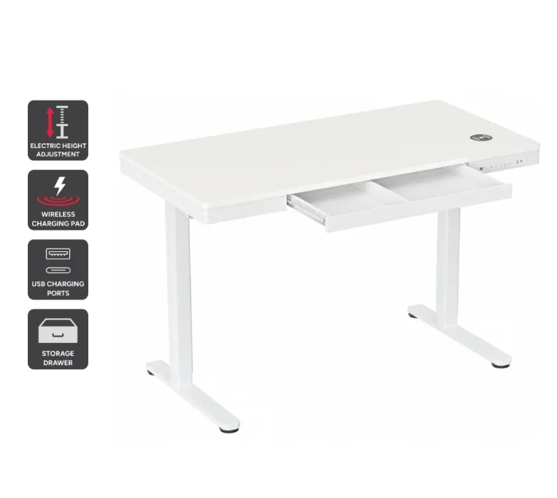 Ergolux: Electric Standing Desk with Drawer - White 