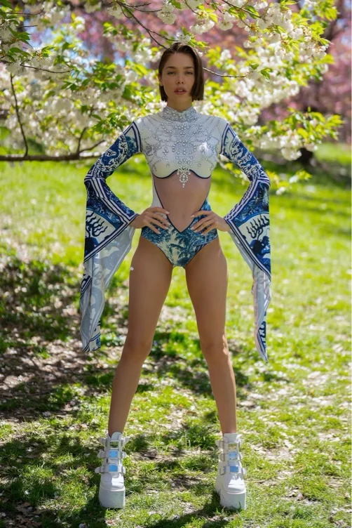 Ming Dynasty Porcelain Bodysuit | One Size