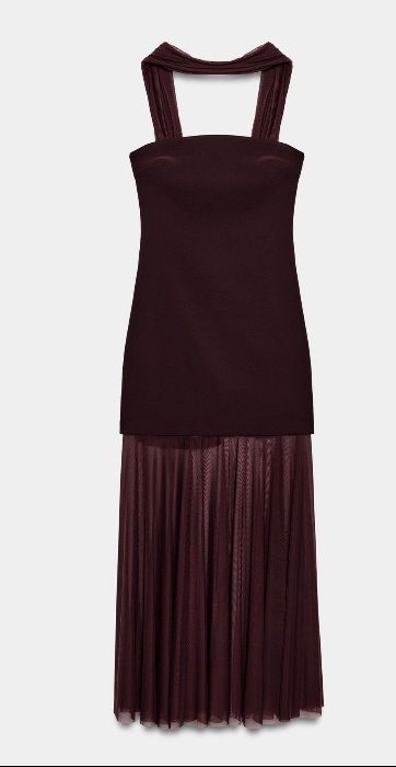 LONG FOULARD-DETAIL DRESS