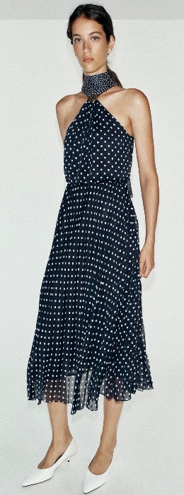 POLKA DOT HALTER MIDI DRESS