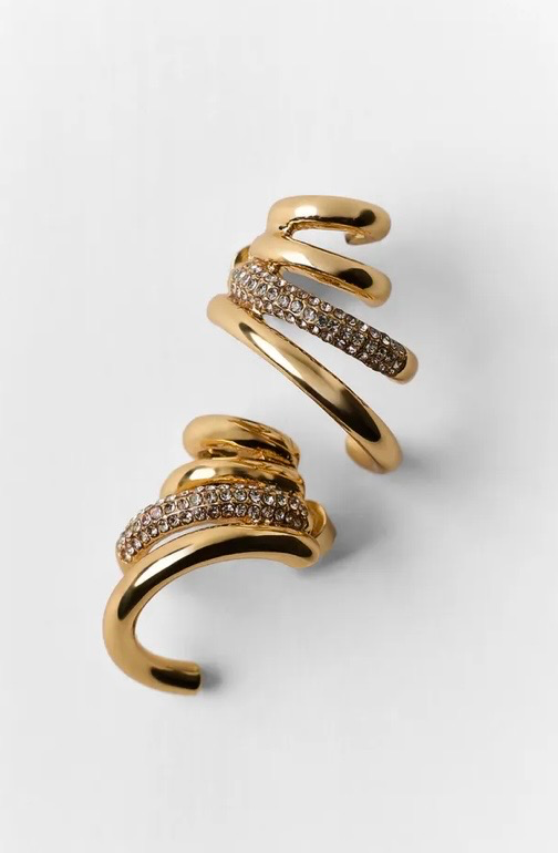 METAL RHINESTONE EAR CUFF EARRINGS