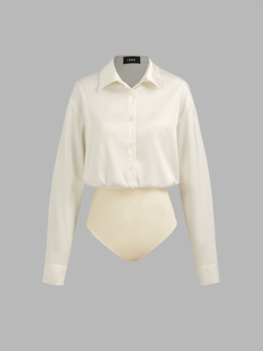 Cider: Satin Shirt Bodysuit