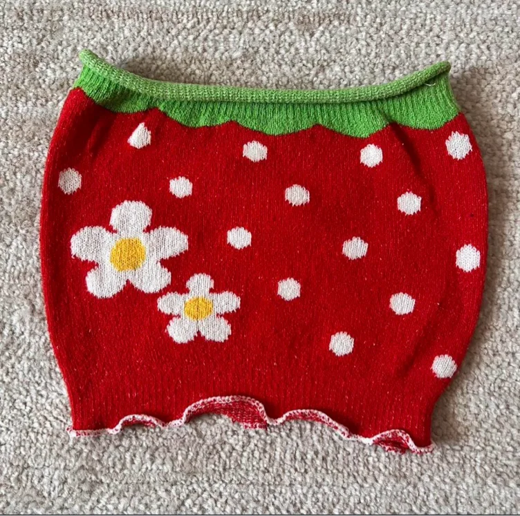 Knitted Strawberry Tube Top